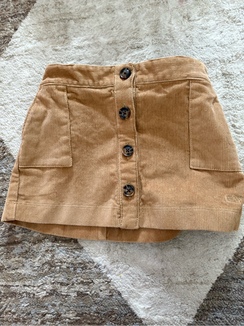 Vineyard Vines Girls Tan Corduroy Button-Front Skirt